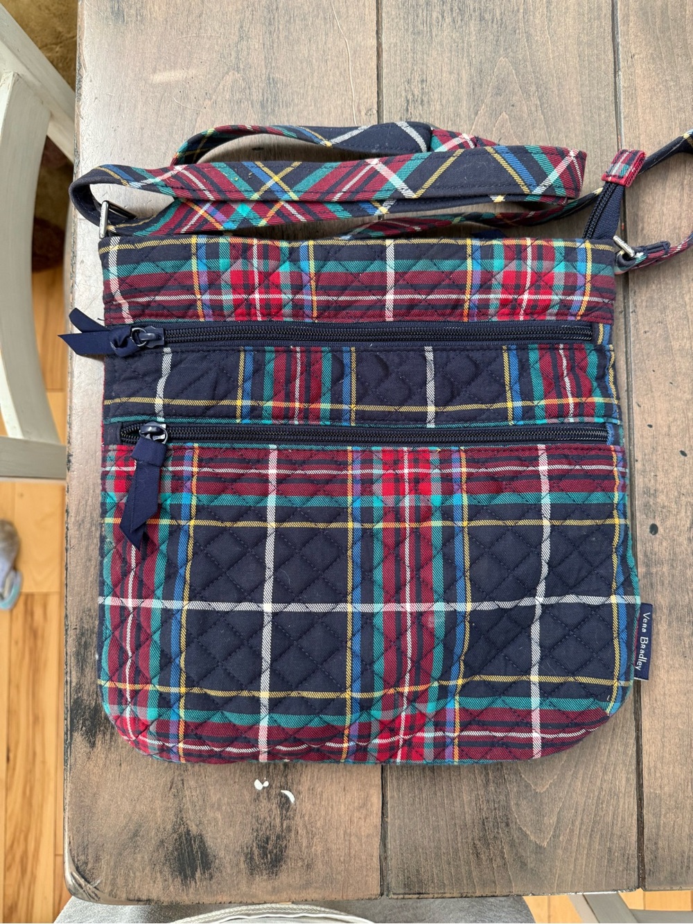 Vera Bradley Quilted Plaid Crossbody in Navy, Red, Green